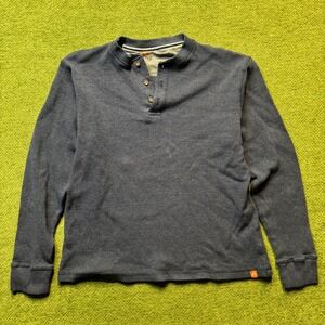 American Outdoorsman Waffle Knit Henley Shirt Mens L Navy Long Sleeve Thermal